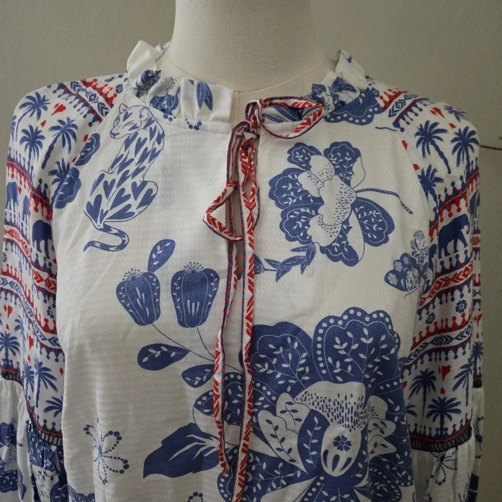 Emily Lovelock NWT Boho Style Bishop Sleeve Loose fitting Blouse size SMALL - Picture 5 of 16